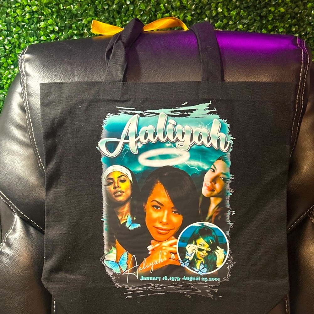 Black Tote Bag with Graphic Design